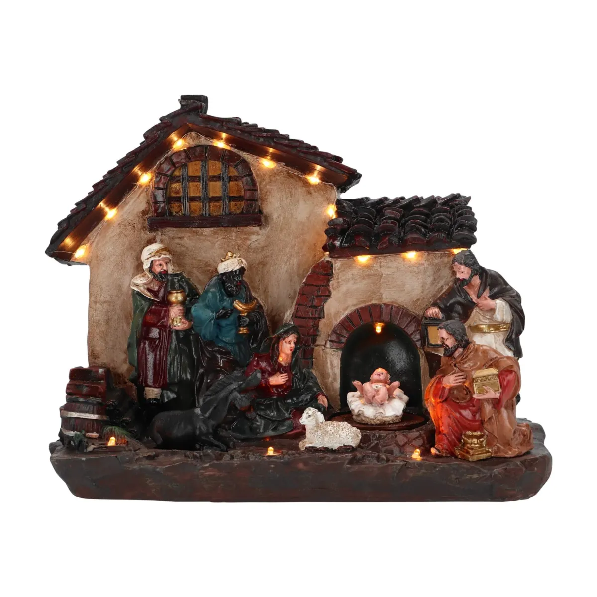 Presepe natalizio luminoso e animato (H23 cm) Saint-Aimé