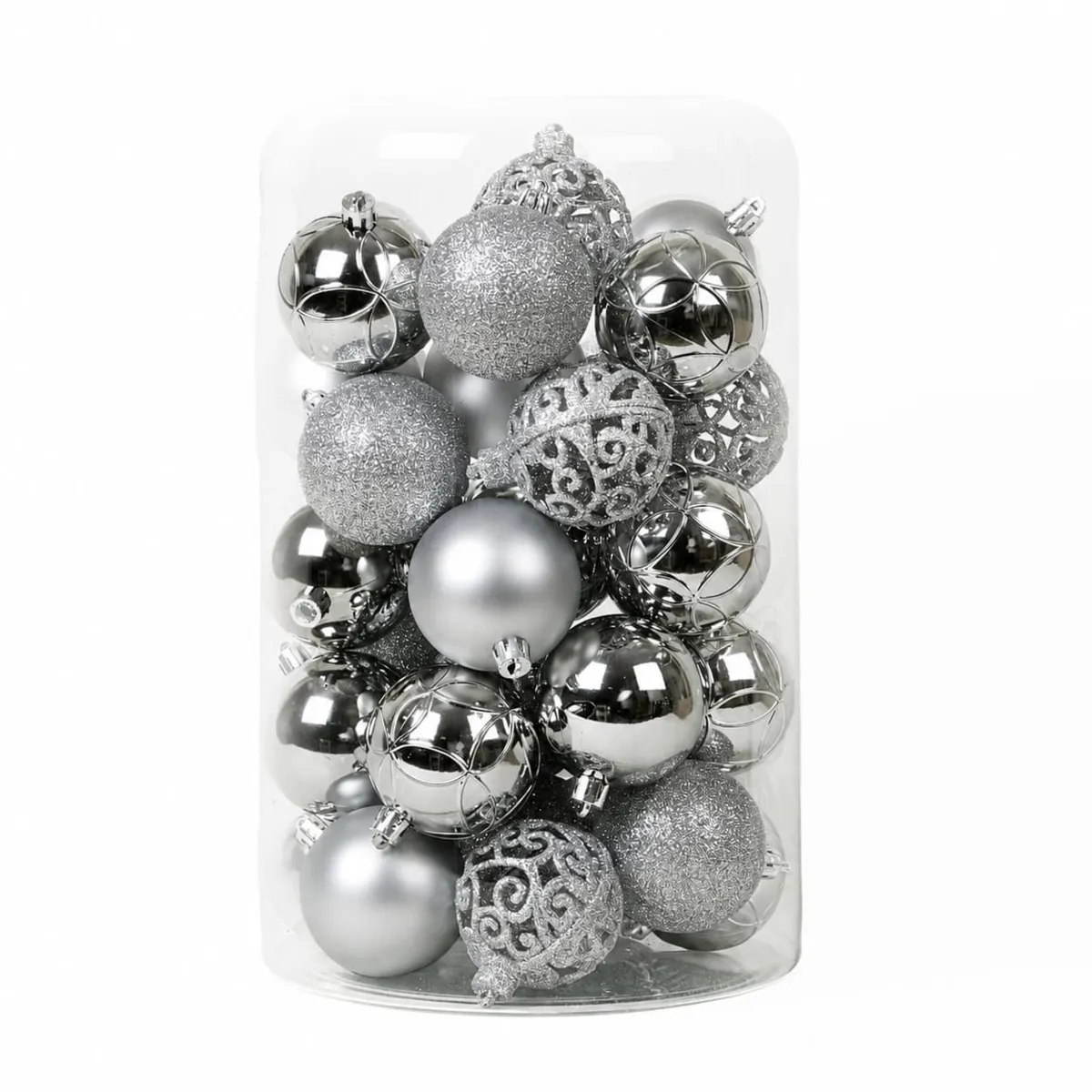 Lot de 35 boules de Noël (D60 mm) Aravis mix Argent