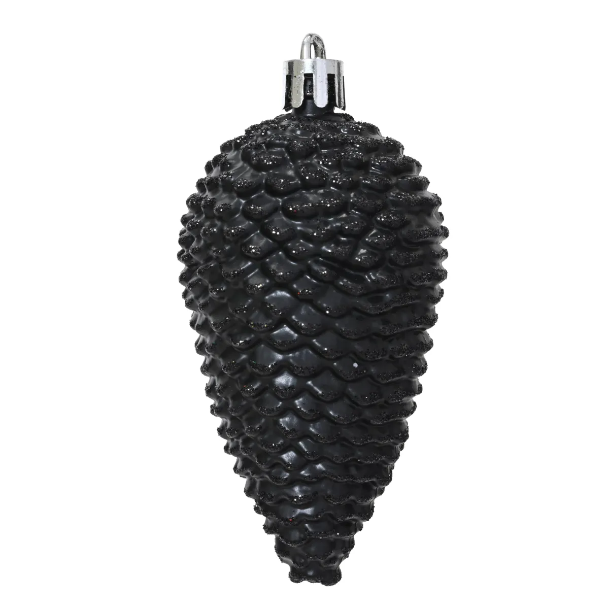 Set di 6 pigne da appendere (H8 cm) Aravis Nero glitterato