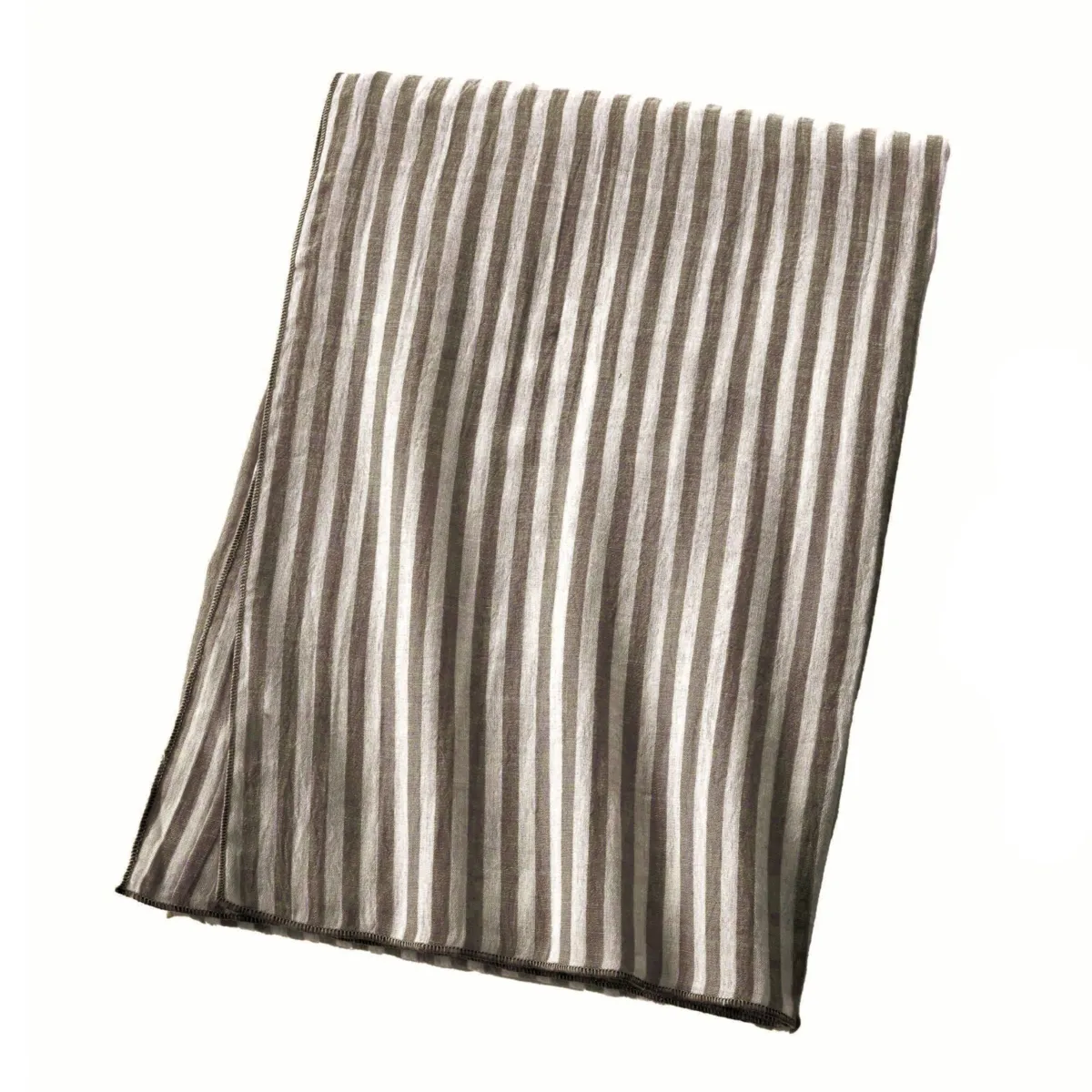 EM - Nappe rectangle 150 x 250 cm Gaze de coton tissée teinte GAIA RAYURES Brun