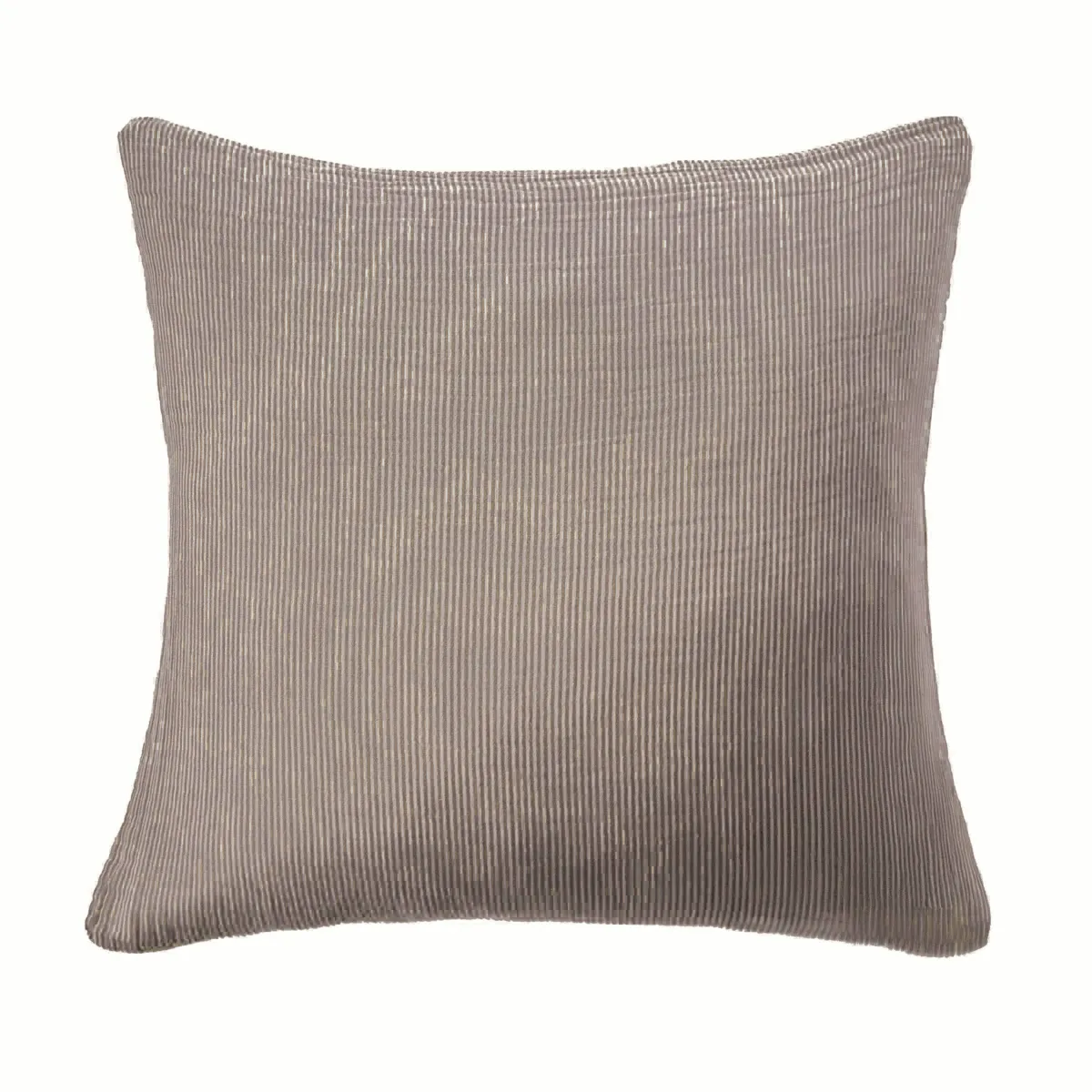 EM - Taie d'oreiller 60 x 60 cm Gaze de coton tissée teinte GAIA RAYURES Brun