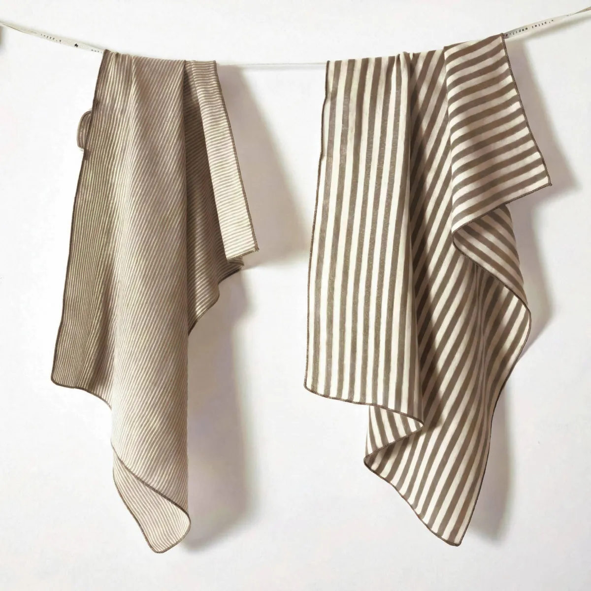Set di 2 asciugamani in garza di cotone (50 x 70 cm) Gaïa righe Marrone