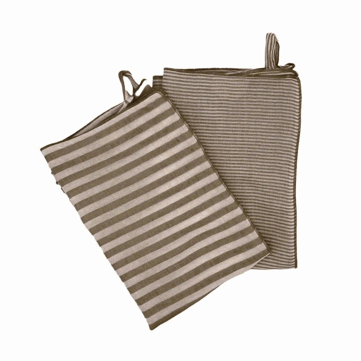Set di 2 asciugamani in garza di cotone (50 x 70 cm) Gaïa righe Marrone