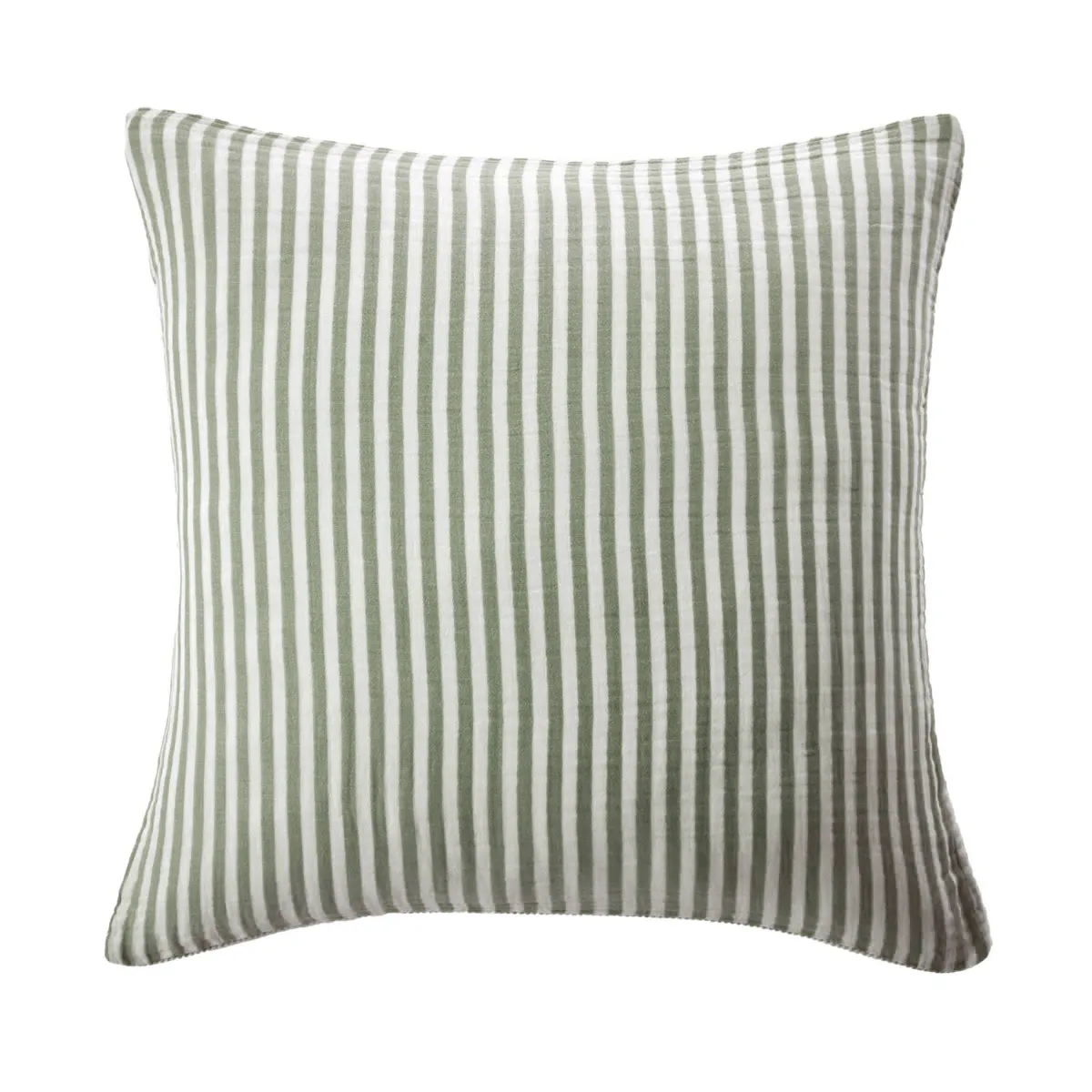 Federa quadrata garza di cotone (80 x 80 cm) Gaïa righe Verde rosmarino