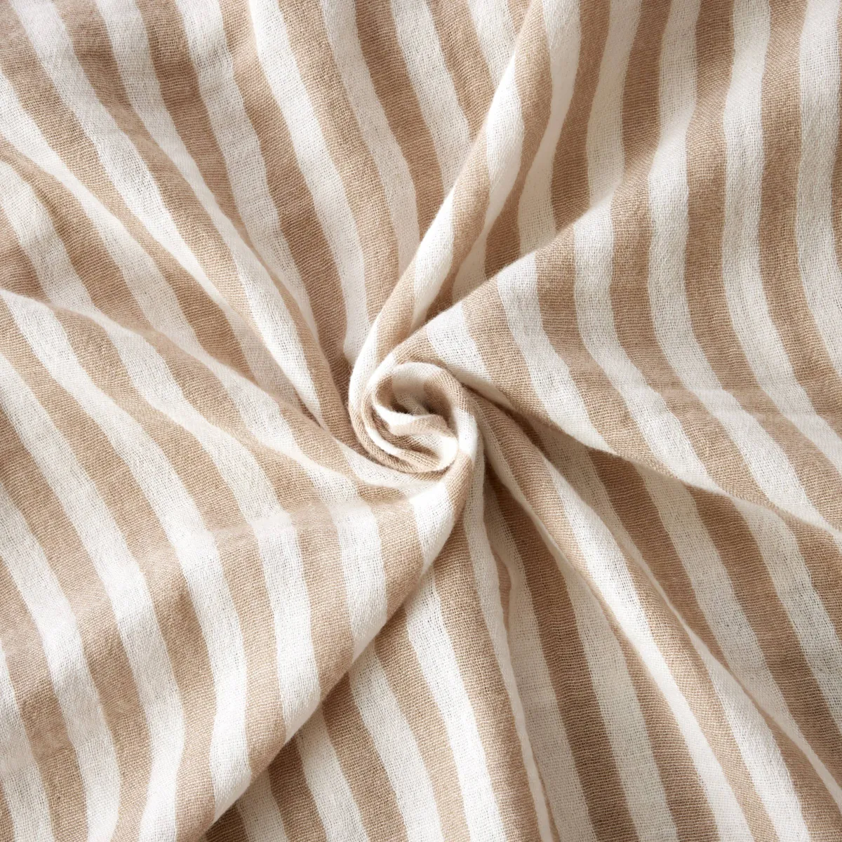 EM - Nappe carrée 180 x 180 cm Gaze de coton tissée teinte GAIA RAYURES Ficelle