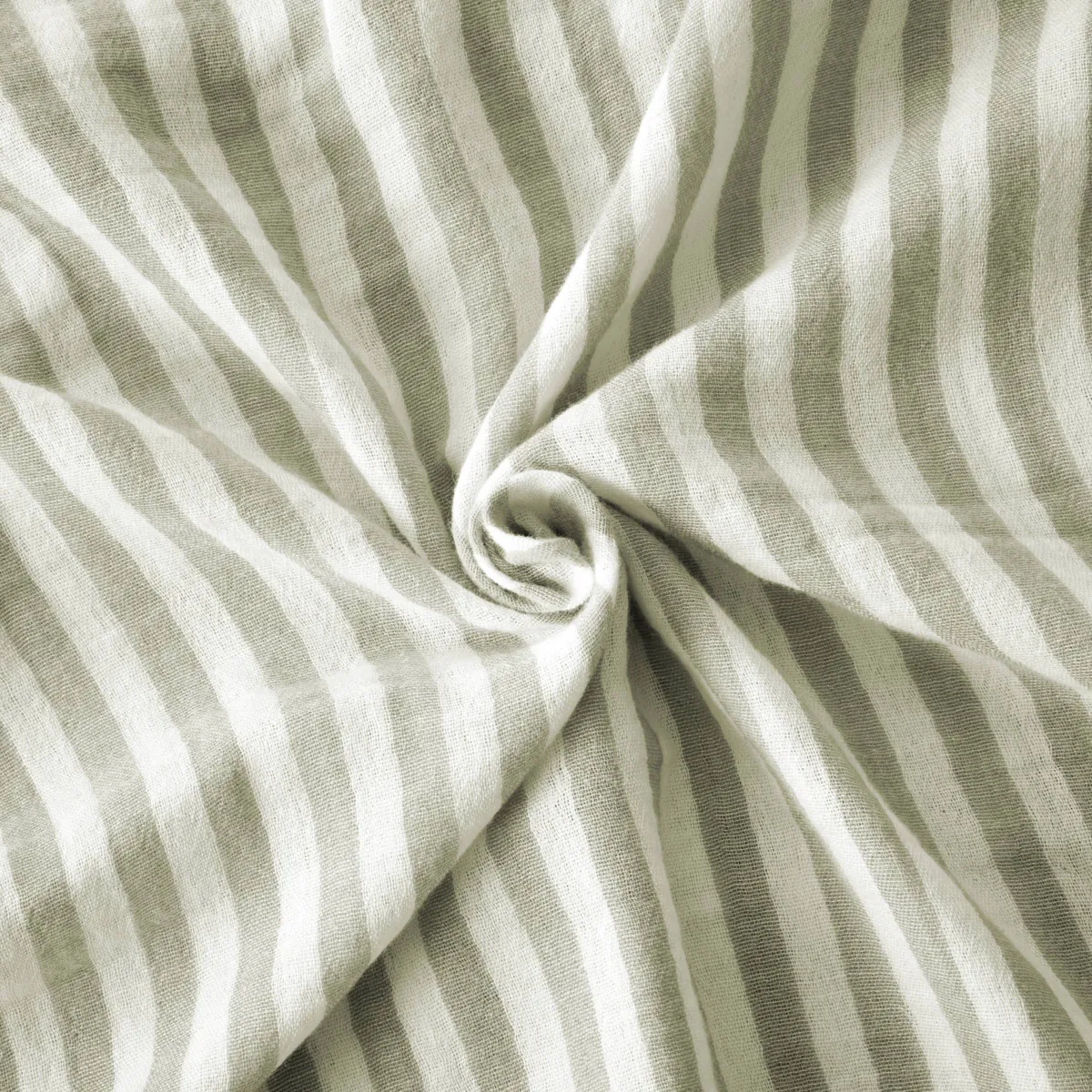 Tovaglia quadrata garza di cotone (180 x 180 cm) Gaïa righe Verde eucalipto