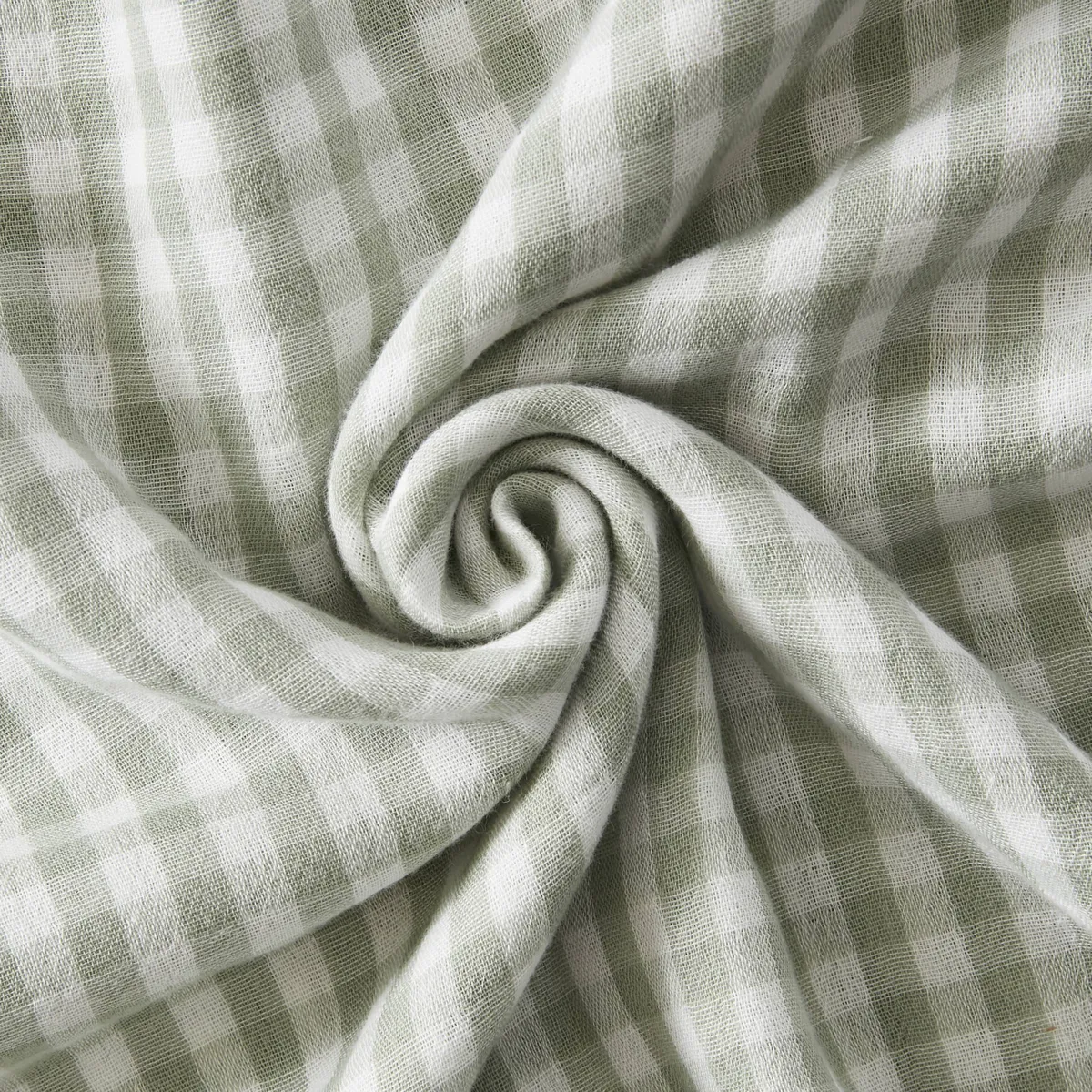 Tovaglia quadrata garza di cotone (180 x 180 cm) Gaïa vichy Verde eucalyptus