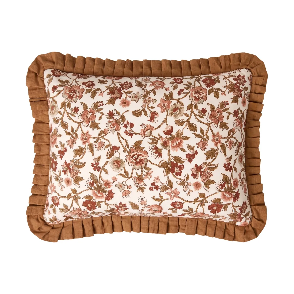 Cuscino rettangolare garza di cotone (40 x 60 cm) Gaïa dahlia Camel 