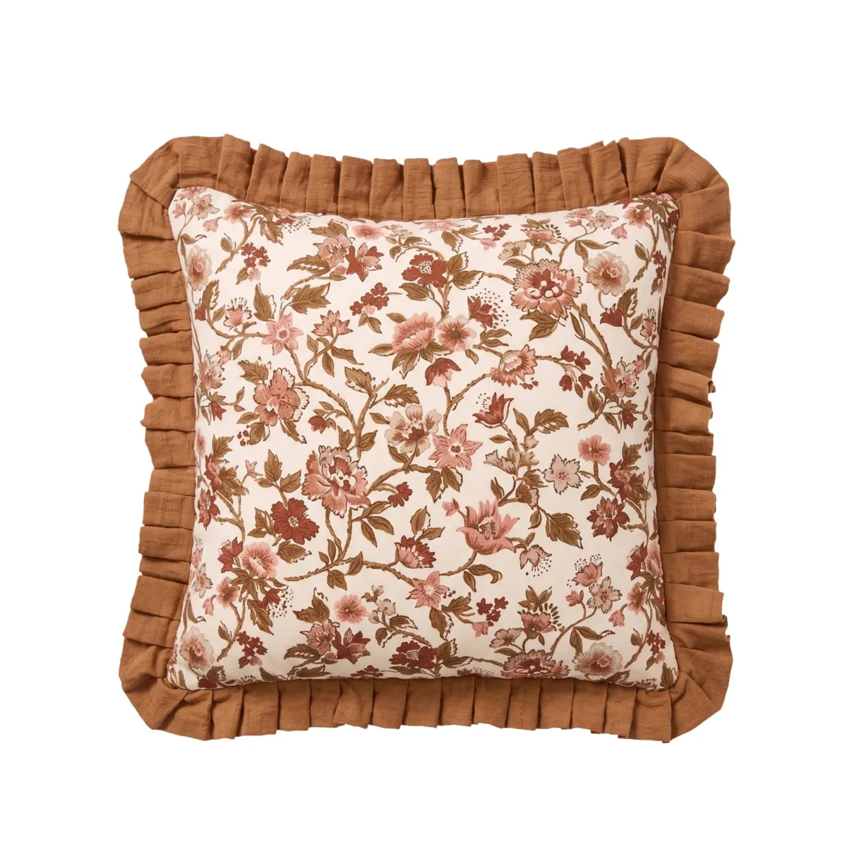 Cuscino quadrato garza di cotone (45 x 45 cm) Gaïa dahlia Camel