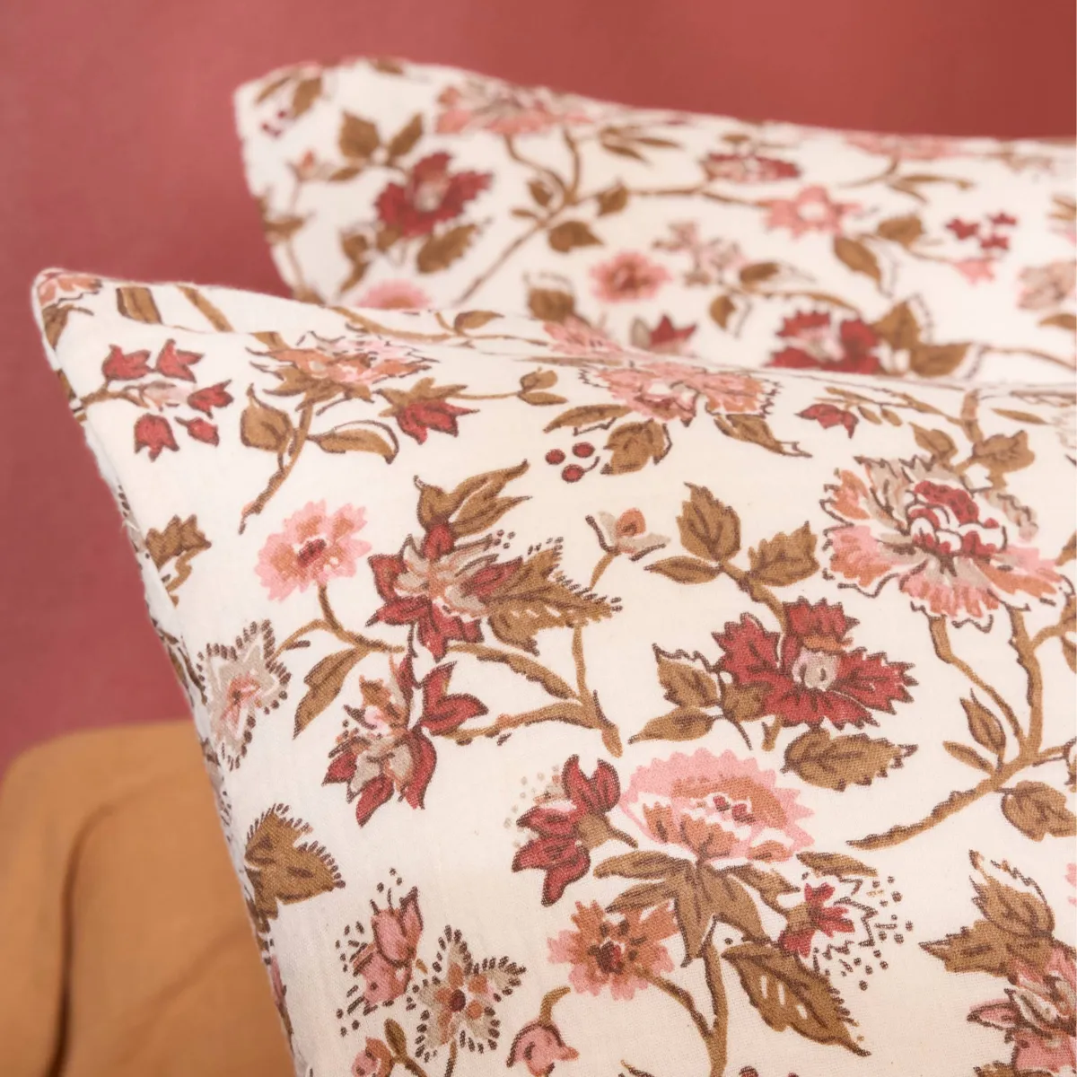 EM - Taie d'oreiller 60 x 60 cm Gaze de coton imprimée GAIA DAHLIA
