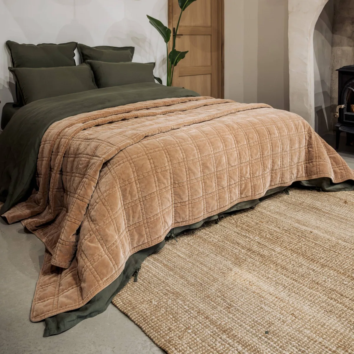 Tagesdecke Cordvelours (240 x 220 cm) Livia Camel - Bettwaren