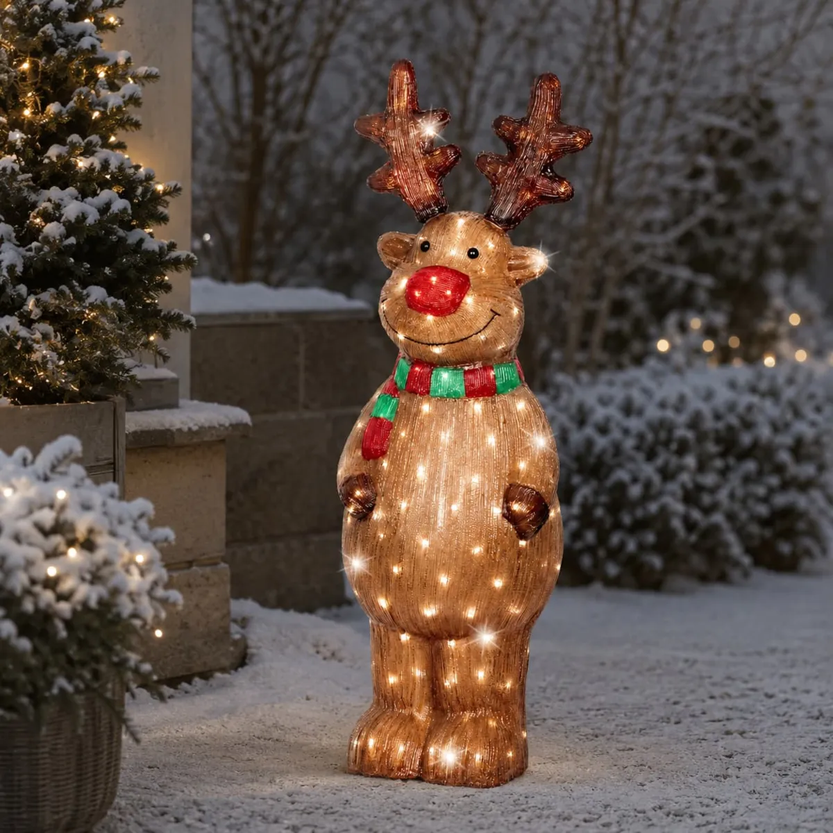 Renna luminosa 180 LED (H115 cm) Bunny in piedi Bianco freddo