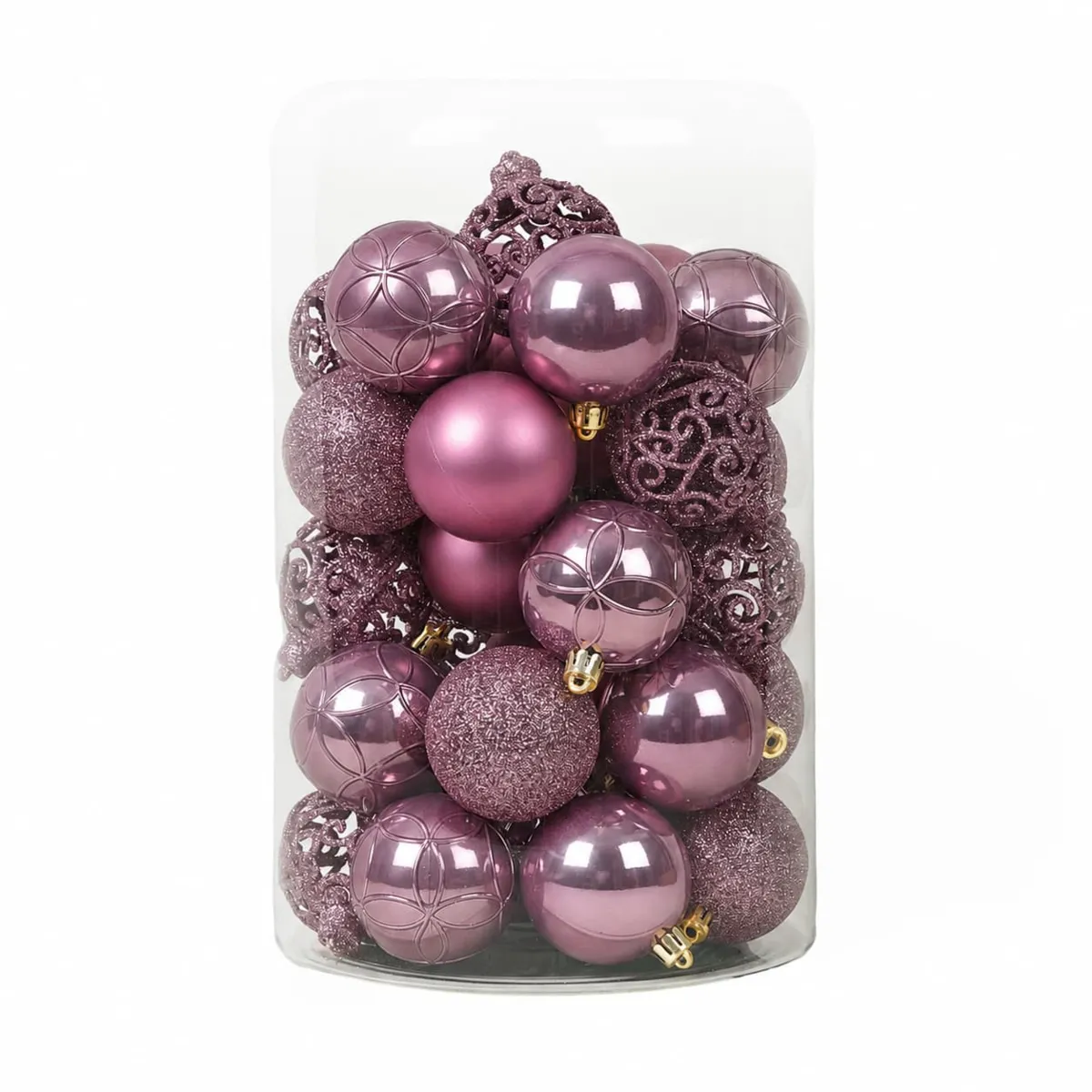 Lot de 35 boules de Noël (D60 mm) Aravis Vieux rose
