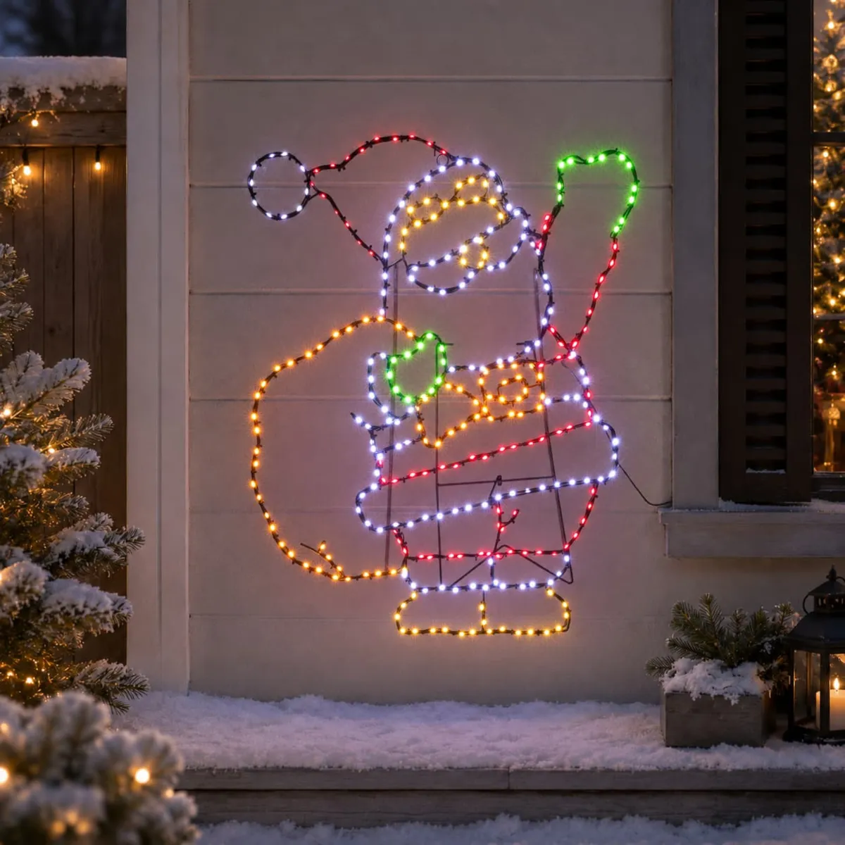 Père Noël lumineux 321 LED (H70 cm) Néon effet flash Multicolore