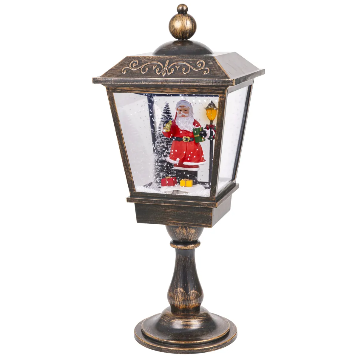 Lanterna luminosa 33 LED (H70 cm) Babbo Natale Rame antico