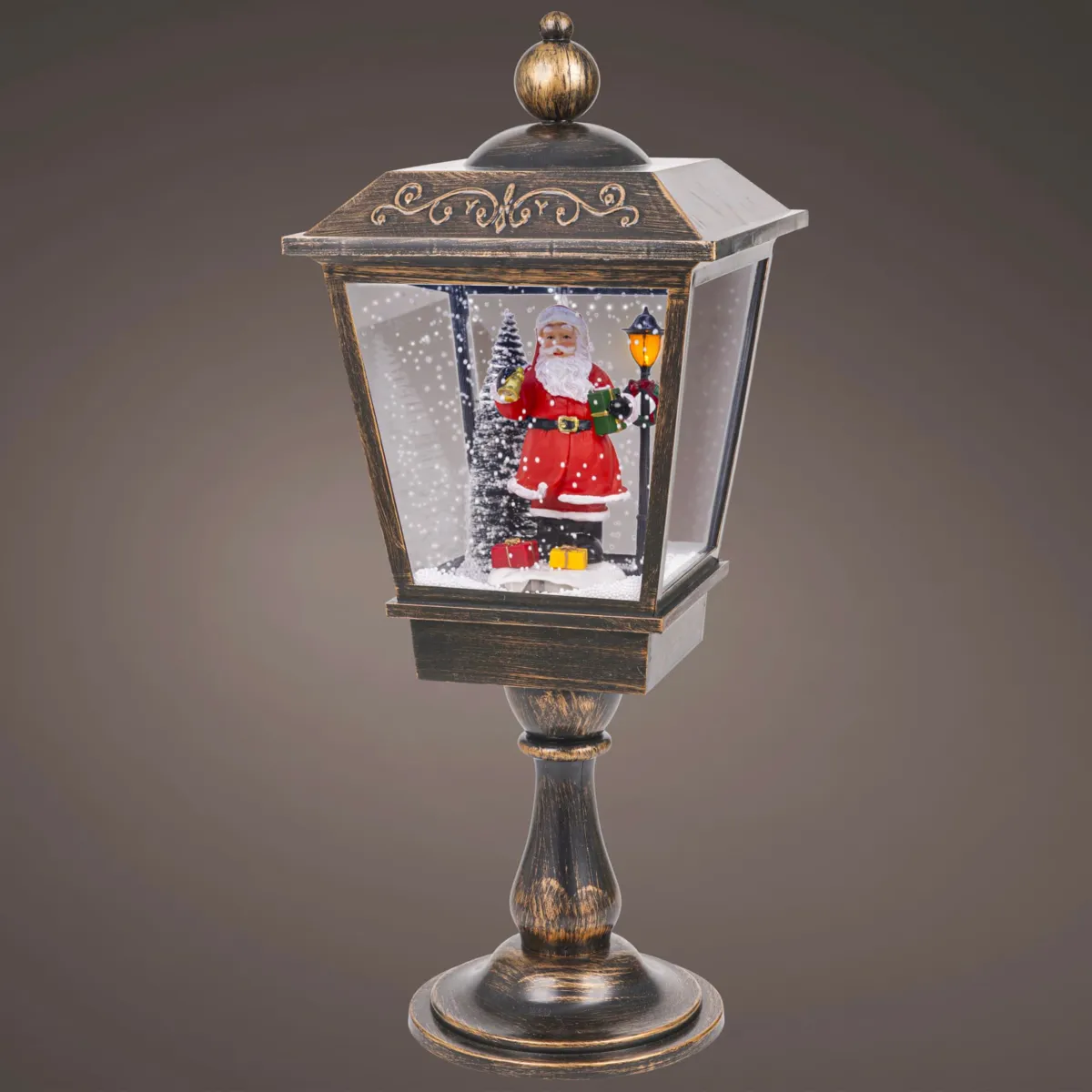 Lanterna luminosa 33 LED (H70 cm) Babbo Natale Rame antico