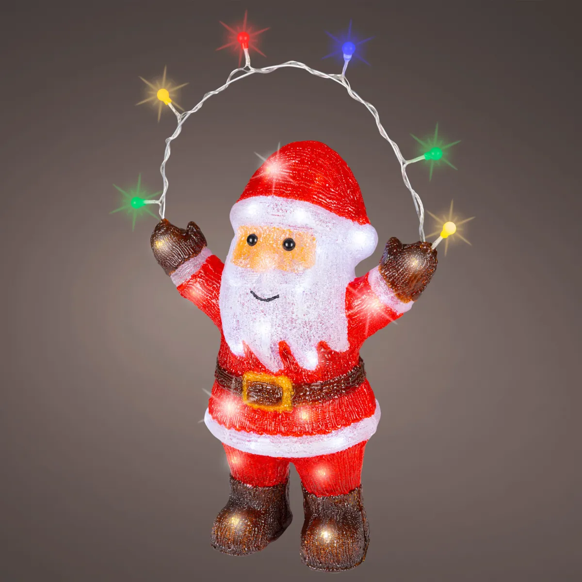 Babbo Natale luminoso con ghirlanda 50 LED (H46 cm) Emilien effetto flash Multicolore