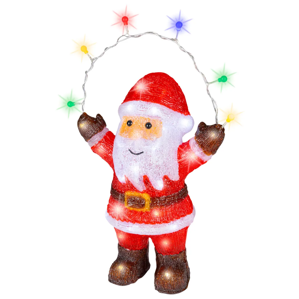 Babbo Natale luminoso con ghirlanda 50 LED (H46 cm) Emilien effetto flash Multicolore