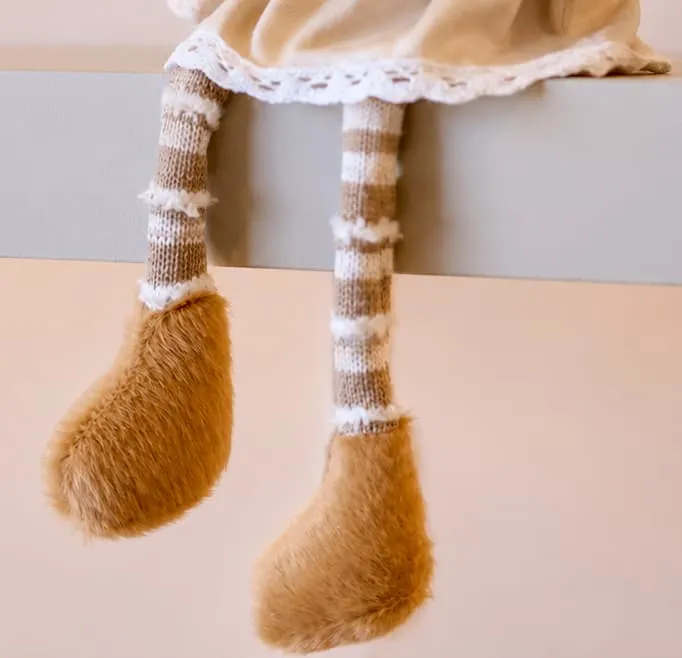Bambola bambina gambe morbide (H44 cm) Yvette e berretto orso Beige