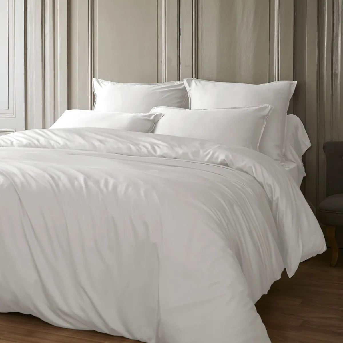 Lenzuolo sopra in satin di bambù (240 x 300 cm) Sienna Bianco Chantilly