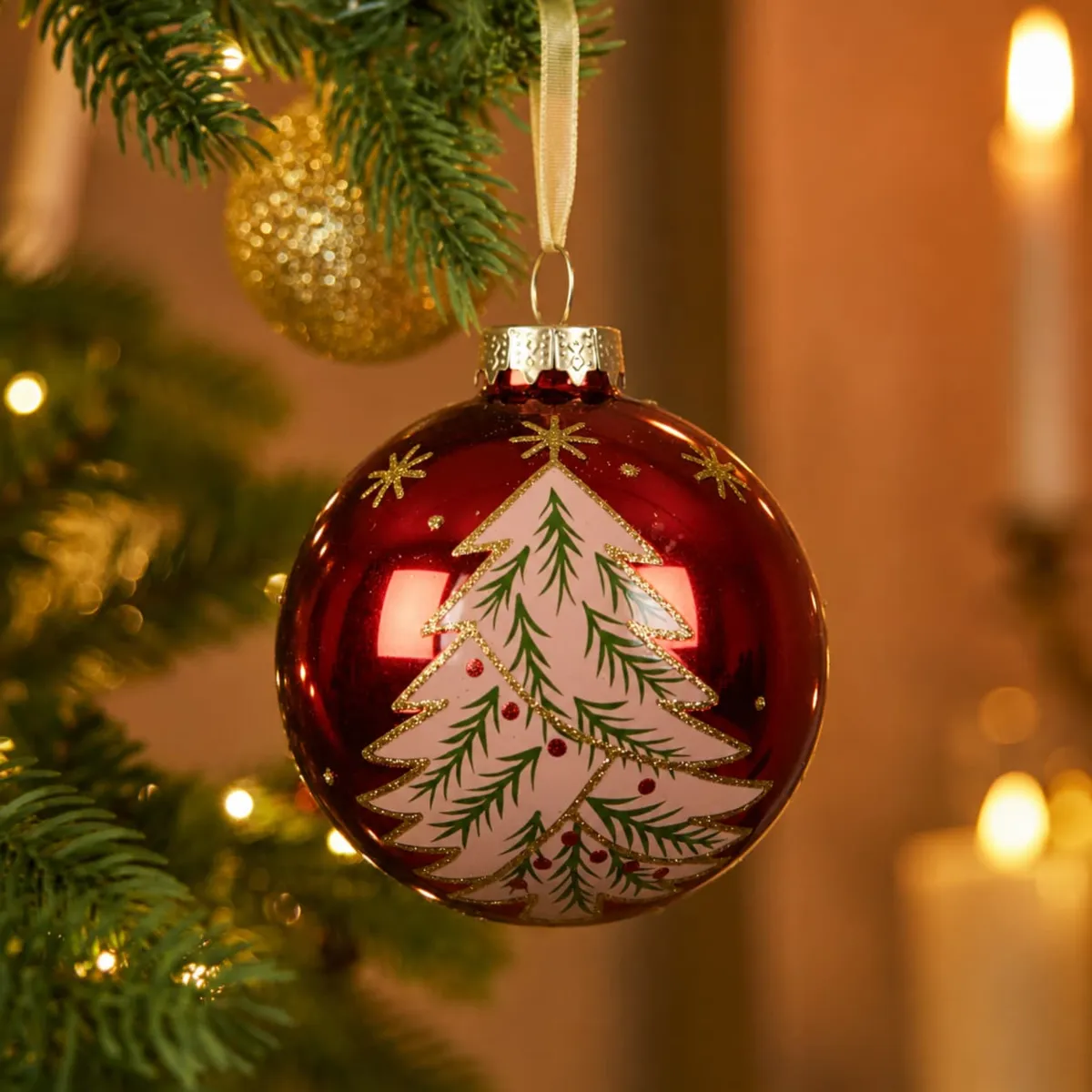 Pallina di natale in vetro (D80 mm) Mon beau sapin Rosso