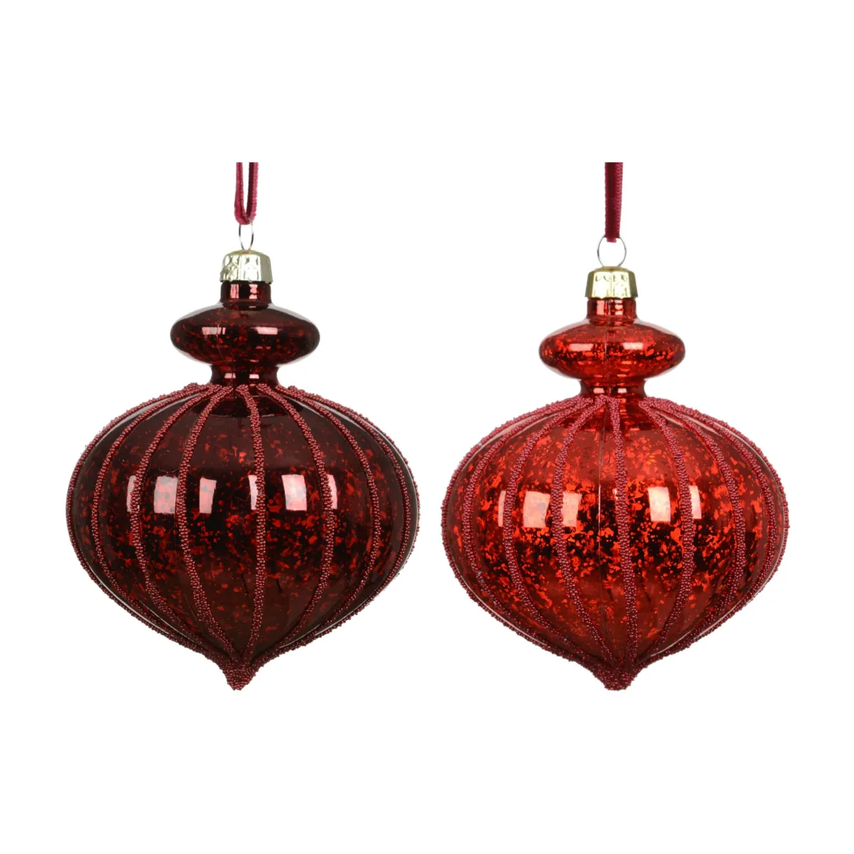 Set di 12 palline di natale (D80 mm) Opaline Rosso e bordeaux