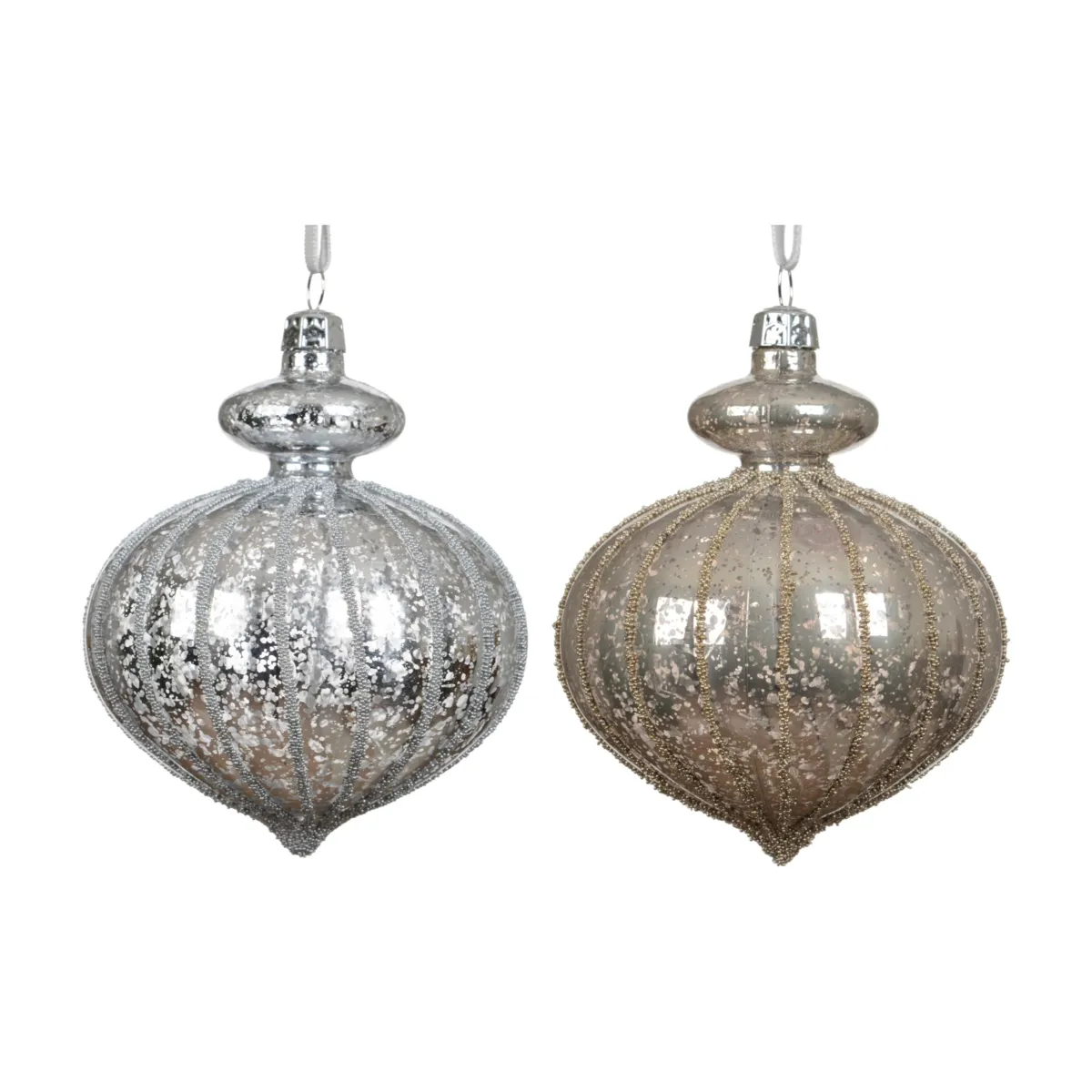 Set di 12 palline di natale (D80 mm) Opaline Argento e perla scura