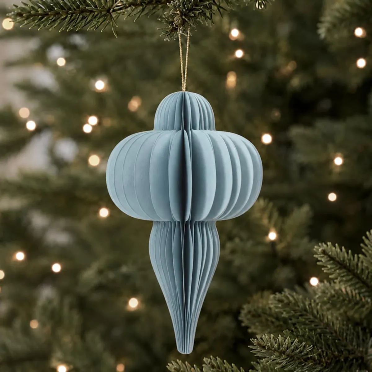 Sospensione natalizia in carta (H20 cm) chiusura magnetica Azzurro