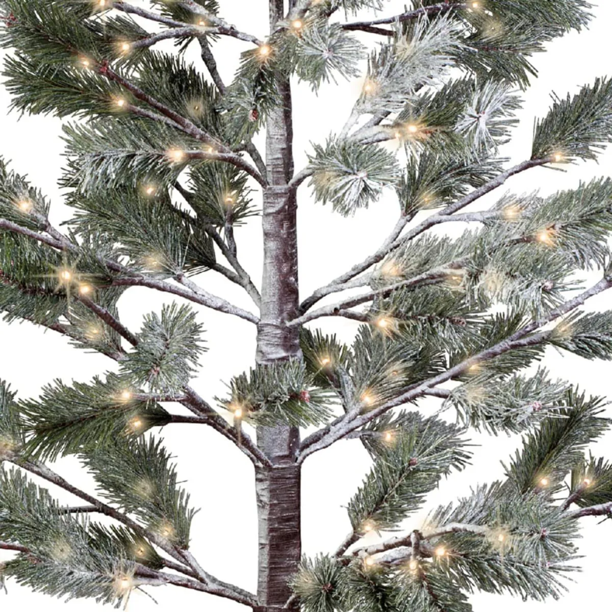 Albero di Natale luminoso da esterno 158 LED (H240 cm) Pino Clarius Verde innevato e bianco caldo