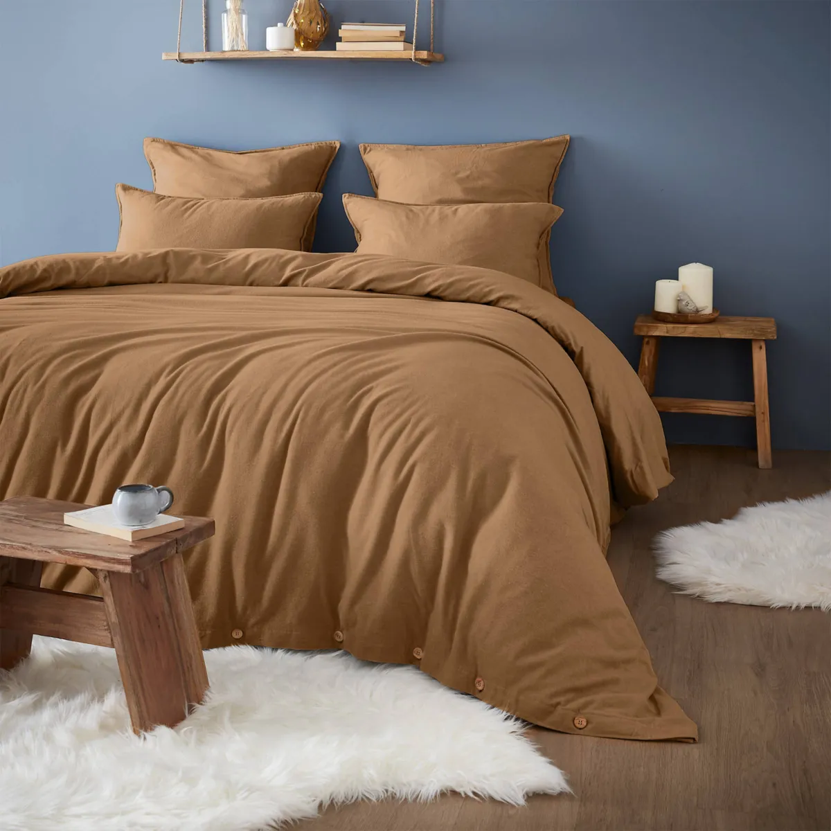 Federa rettangolare in flanella di cotone (50 x 80 cm) Nina Camel