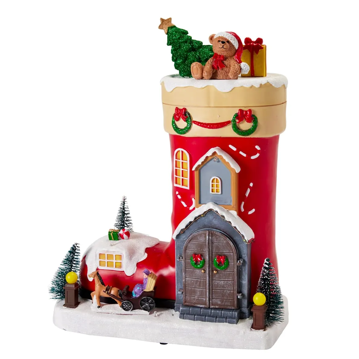 Decorazione luminosa, animata e musicale (H34 cm) Stivale di Babbo Natale Multicolore