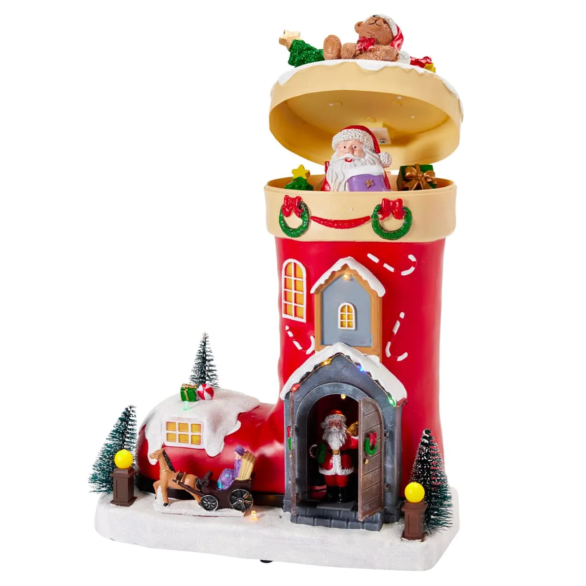 Decorazione luminosa, animata e musicale (H34 cm) Stivale di Babbo Natale Multicolore