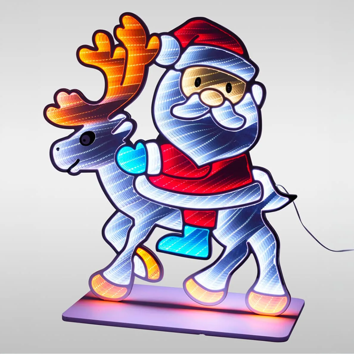 Renna e Babbo Natale luminosi 456 LED (H60 cm) Infinity Multicolore