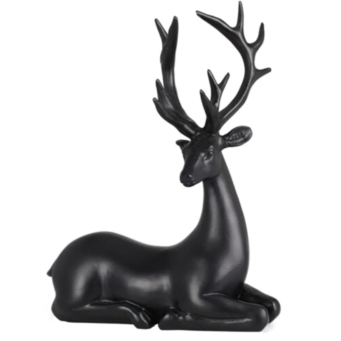 Decorazione Renna luminosa addobbata sdraiata (H20 cm) Re Scandinavo Nero