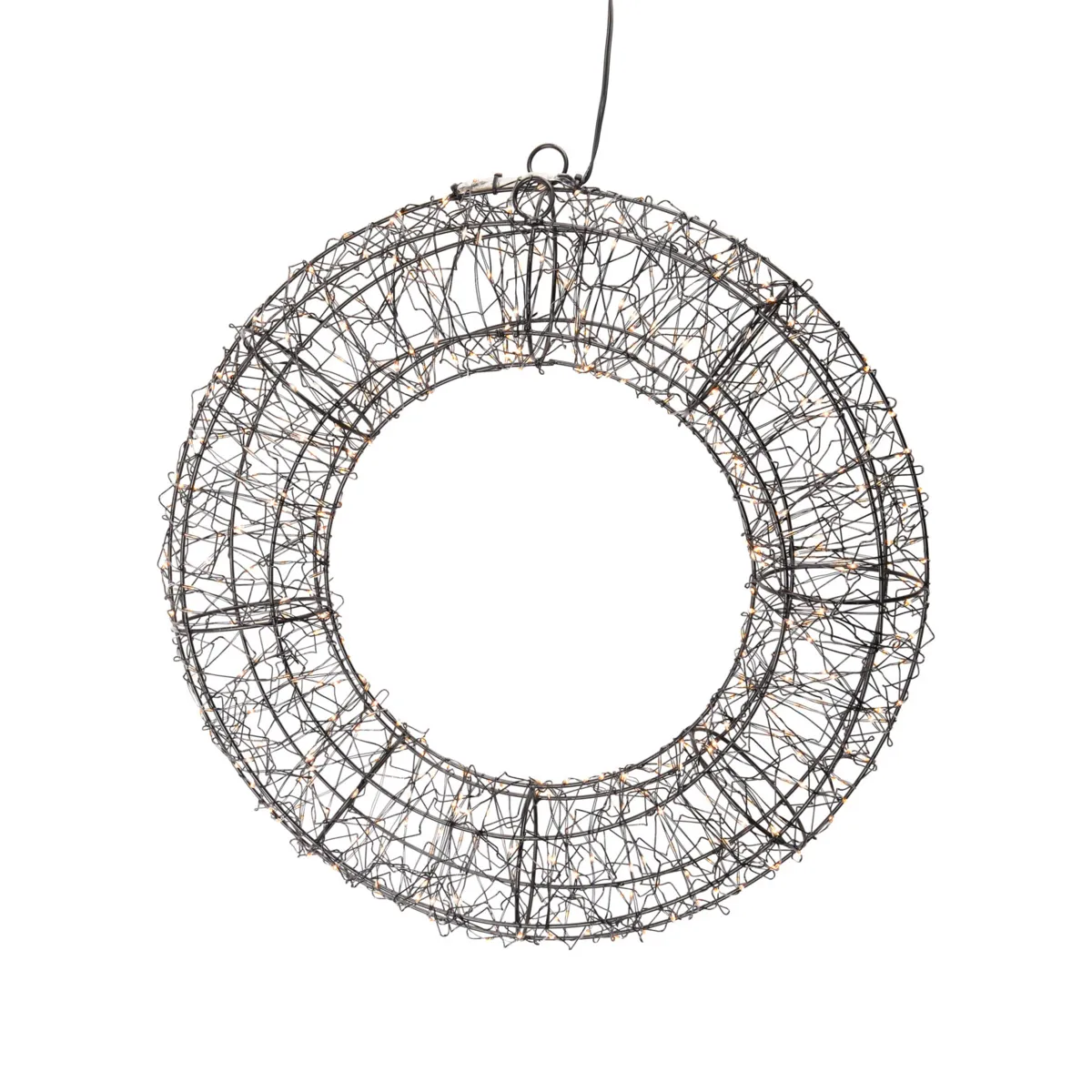 Corona de Navidad luminosa 500 micro LED (D38 cm) Star Light Negro y blanco cálido
