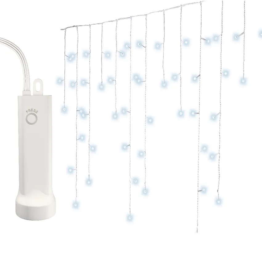 Stalattite luminosa con pile 14 m 384 LED cavo bianco Durawise Bianco freddo