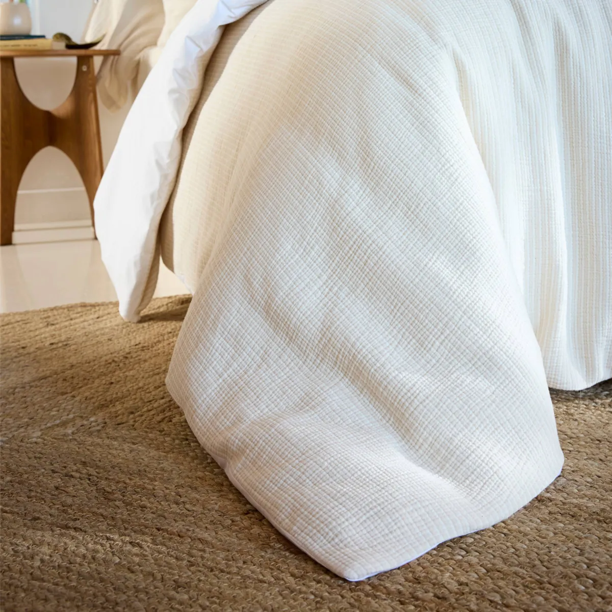 Copripiumino in garza di cotone trapuntata (240 x 220 cm) Oria Beige