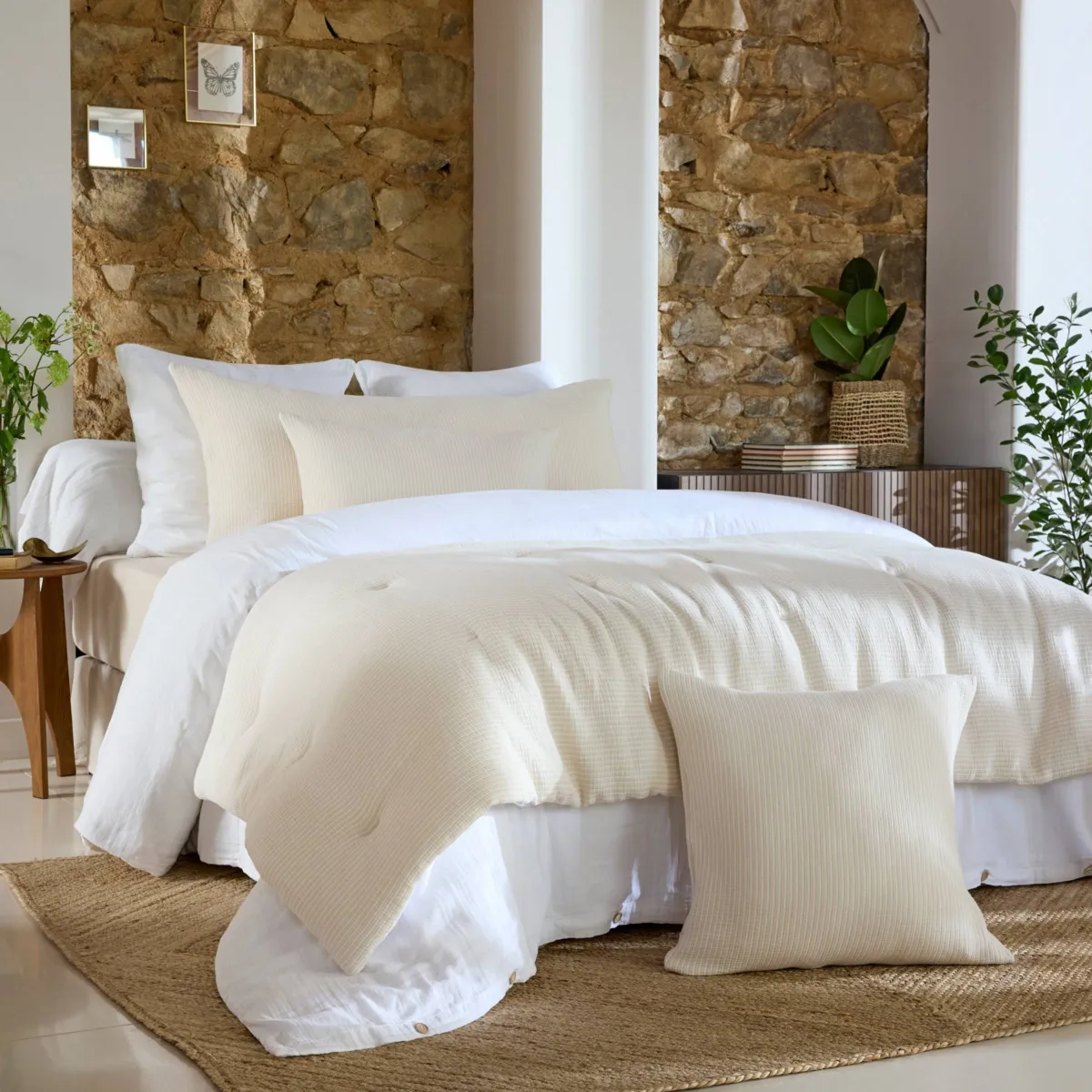 Piumone trapuntato in garza di cotone (90 x 220 cm) Oria Beige