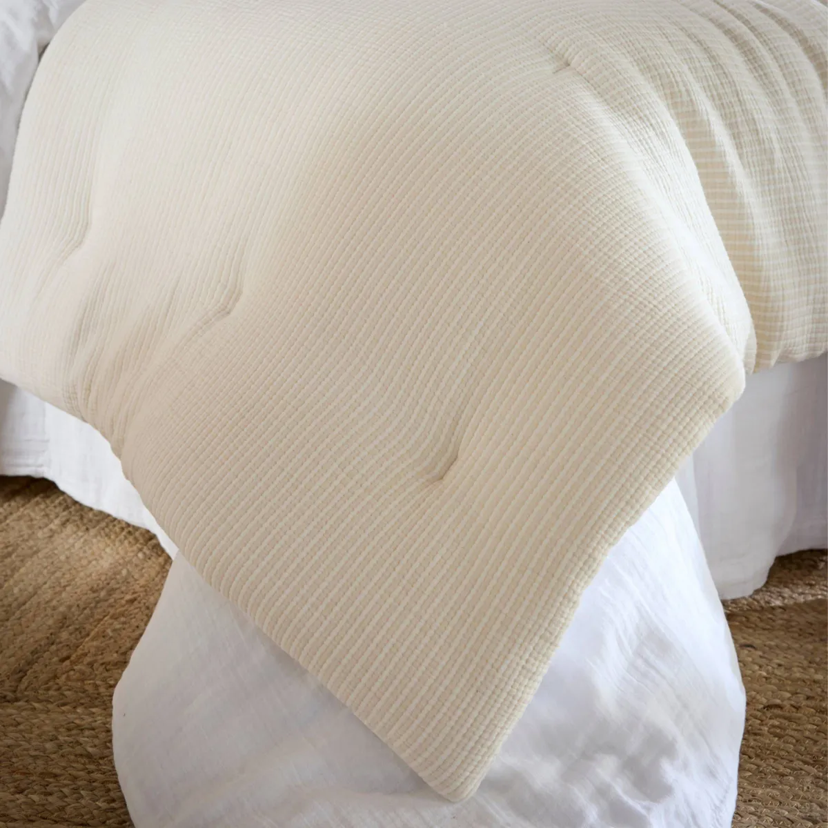 Piumone trapuntato in garza di cotone (90 x 220 cm) Oria Beige