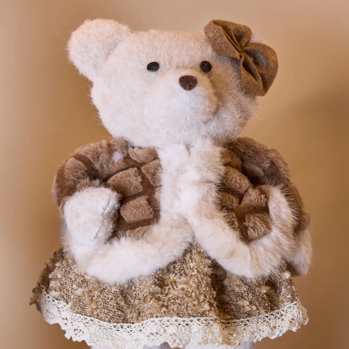 Orso di Natale (H43 cm) Augustine Marrone e crema