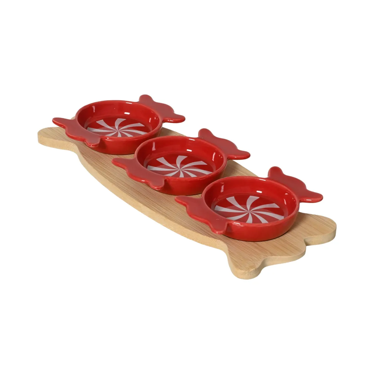 Set per tapas 3 ciotole e vassoio (32 x 12 cm) Caramelle deliziose Rosso