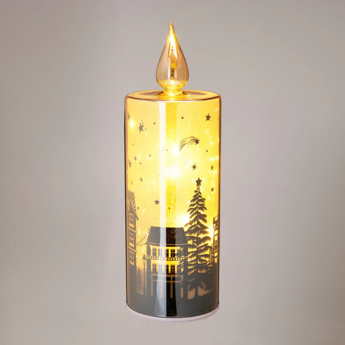 Candela animata a pile per addobbi natalizi (H27 cm) Notte scintillante Oro