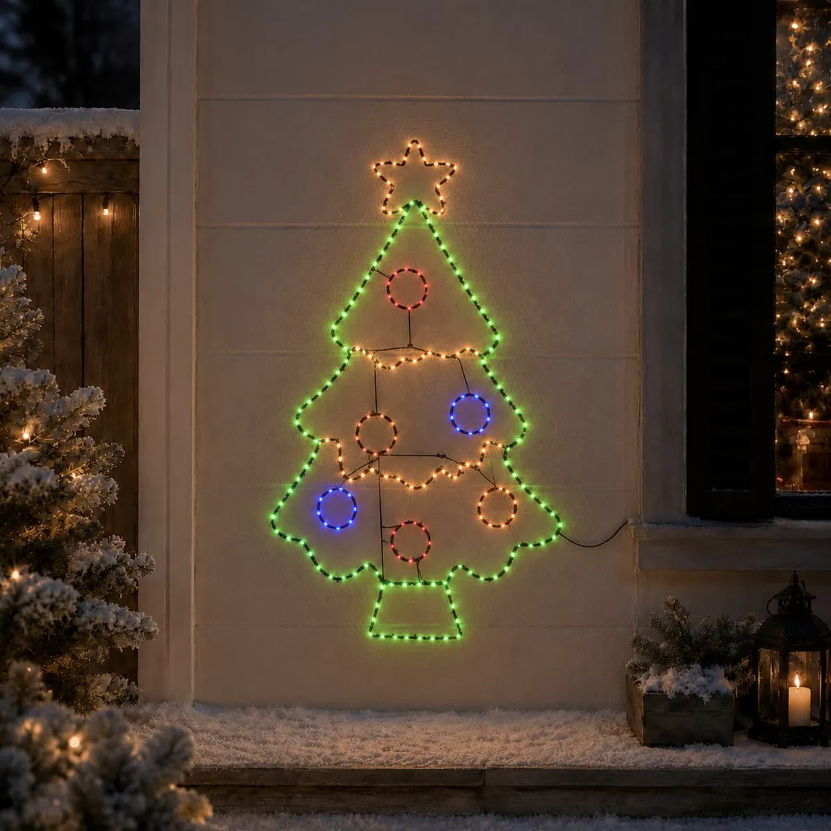 Albero di Natale luminoso 201 LED (H80 cm) Effetto flash al neon Multicolore