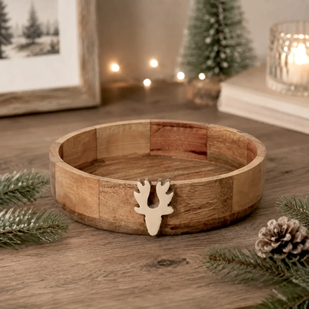 Set di 2 ciotole in legno di mango (H10 cm) Caribou Naturale