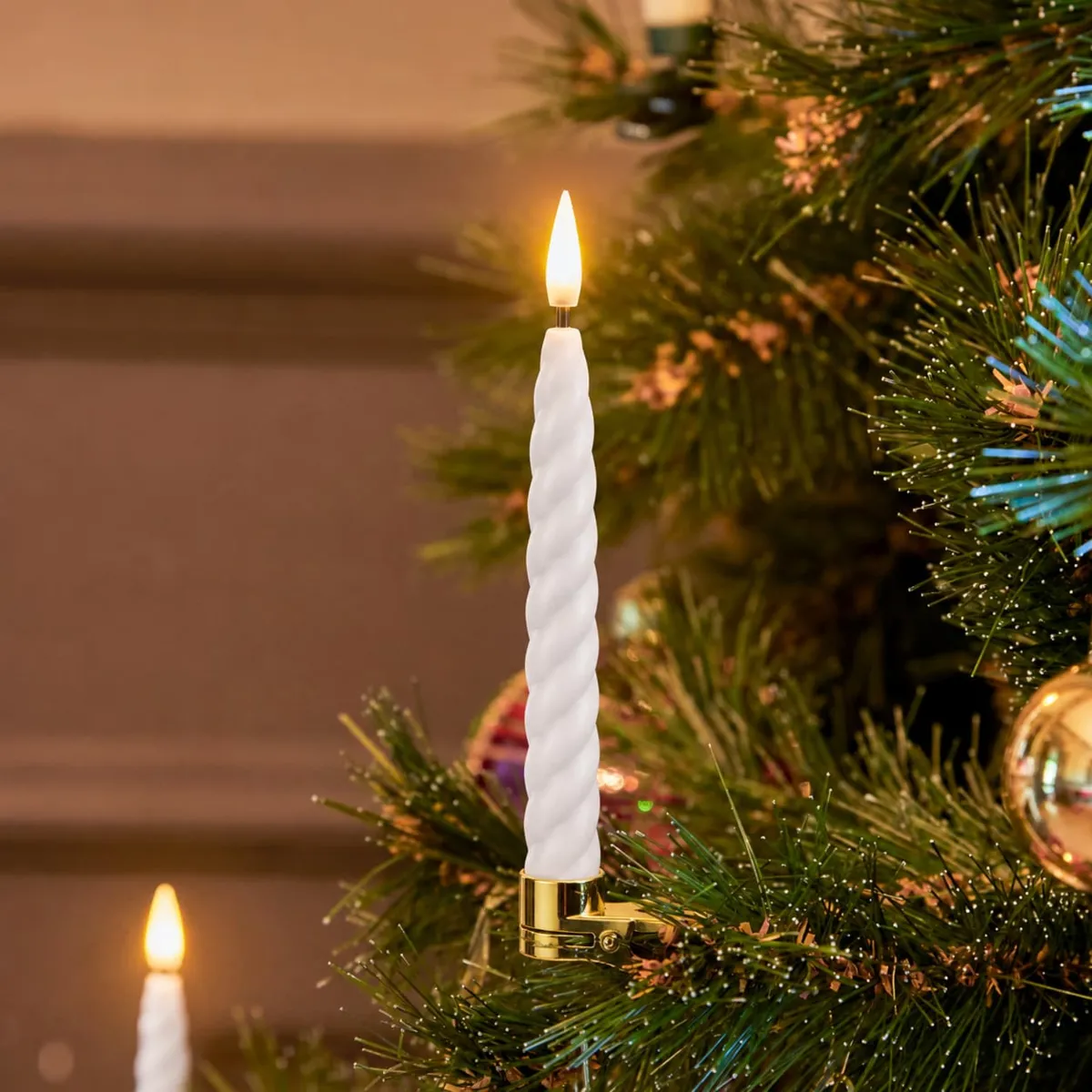 Set di 10 candele LED a pile per albero (H14 cm) Veglia di Natale Bianco caldo