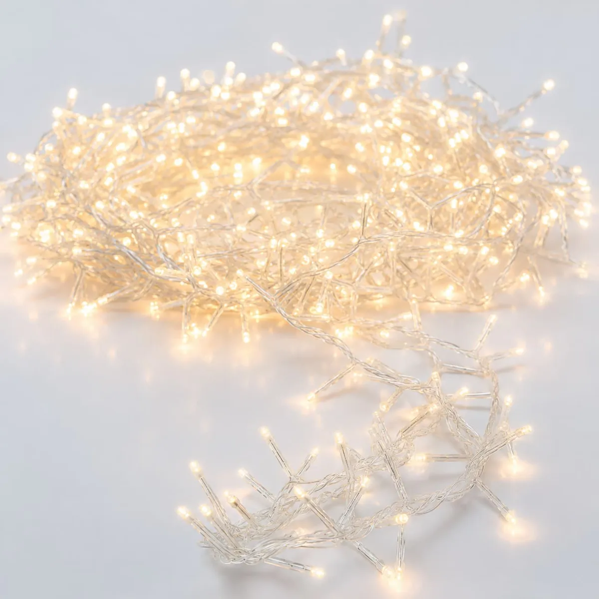 Catena luminosa 45 m 2000 LED cavo trasparente Lusso Bianco caldo champagne
