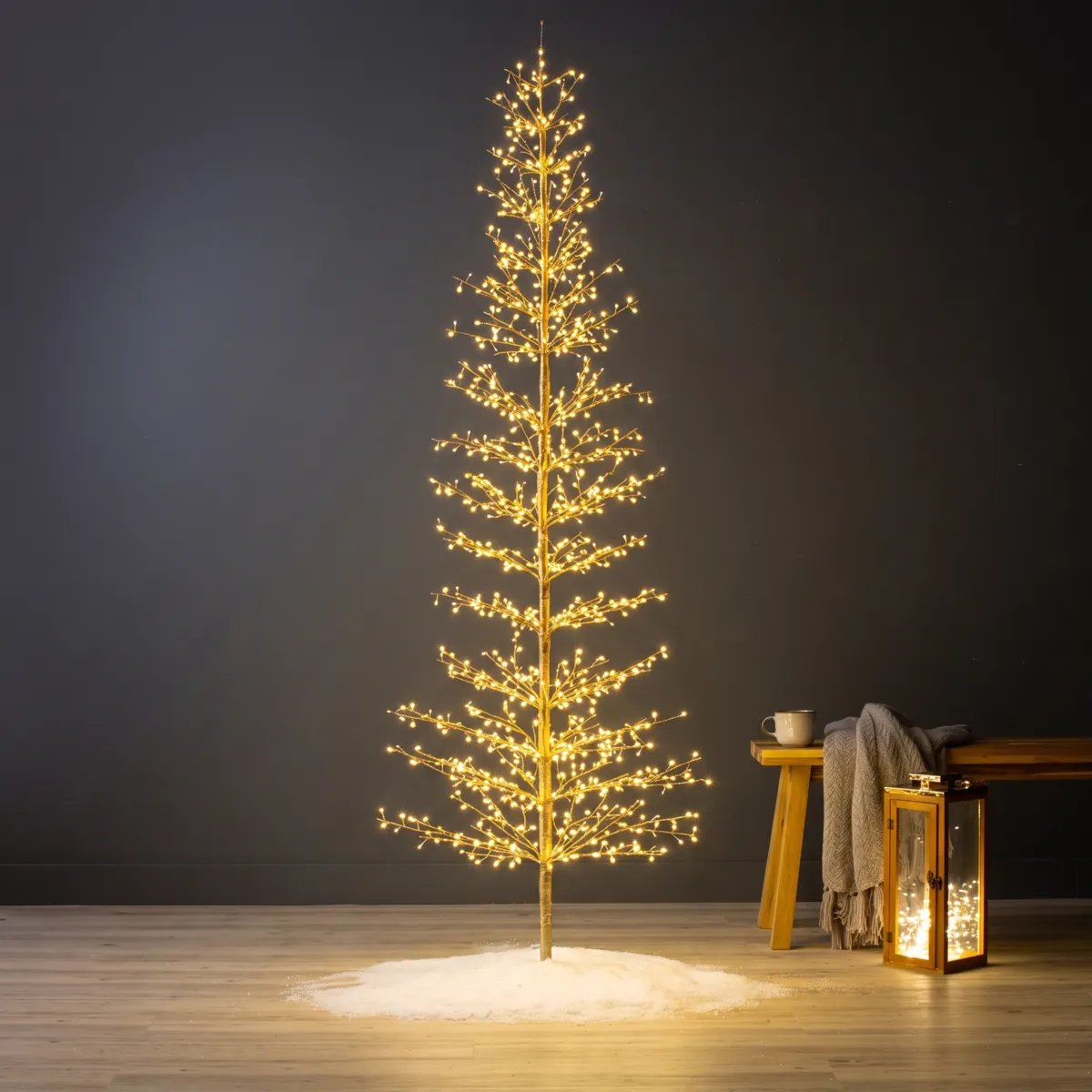 Albero luminoso 2048 LED (H270 cm) Atlas Oro e bianco caldo