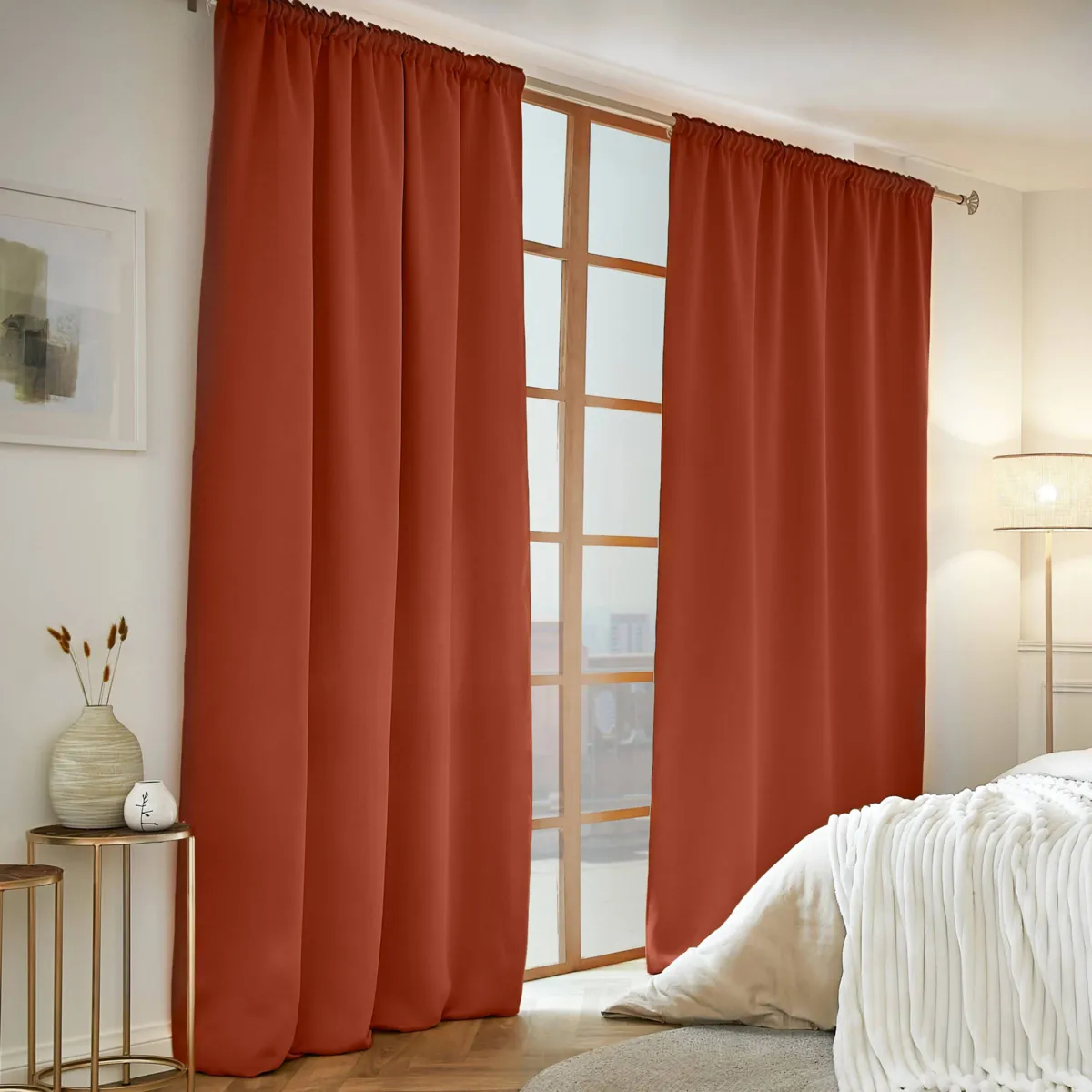 Tenda semi-oscurante termica con passanti nascosti (140 x 240 cm) Nocta Terracotta