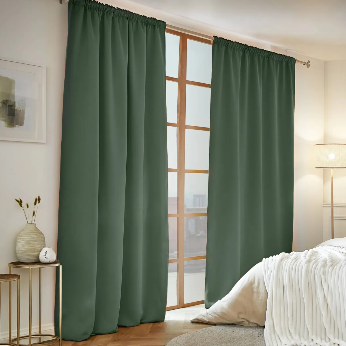 Tenda semi-oscurante termica con passanti nascosti (180 x 260 cm) Nocta Verde rosmarino
