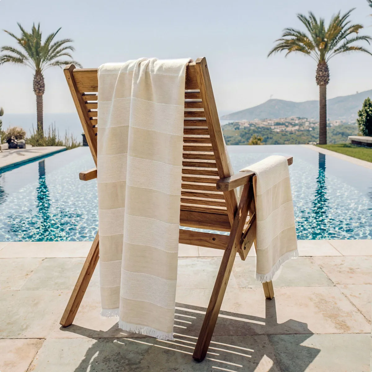 Fouta doppio cotone e spugna (180 x 180 cm) Elora Beige